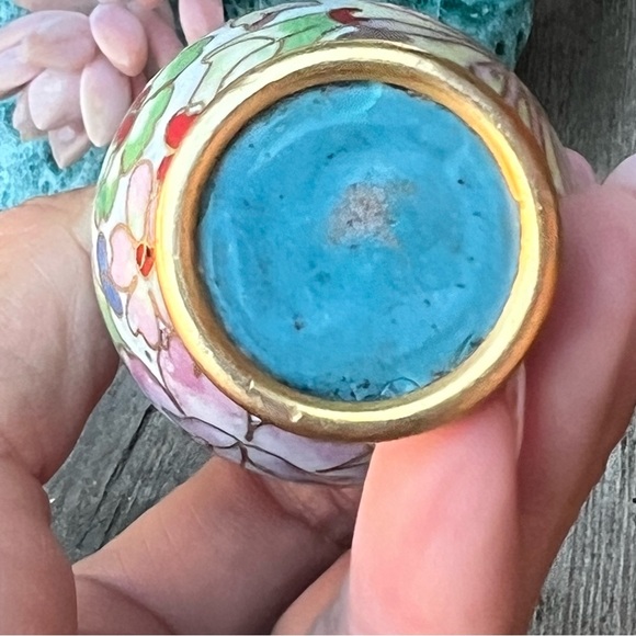 Vintage Cloisonné Floral Mini Bud Vase – 3” Tall - Picture 6 of 6
